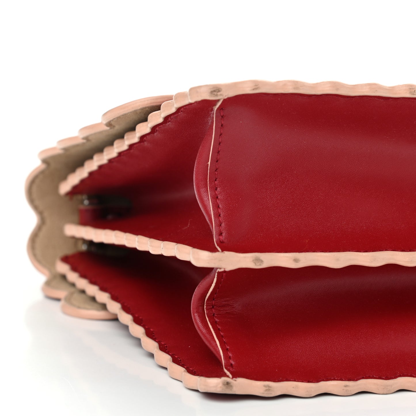 Vitello Liberty Scalloped Studded Kan I Shoulder Bag Fragola