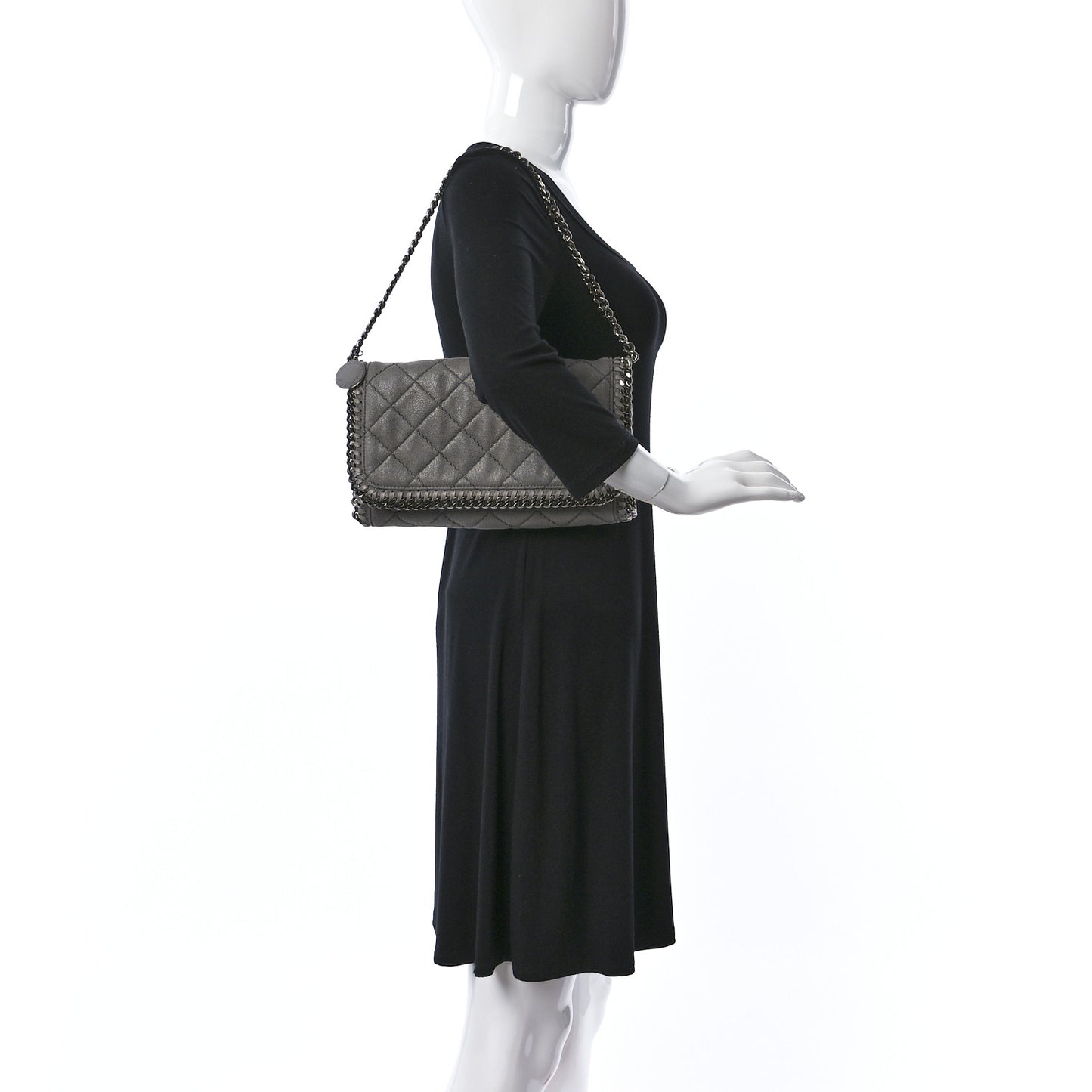 Shaggy Deer Quilted Falabella Clutch Grey