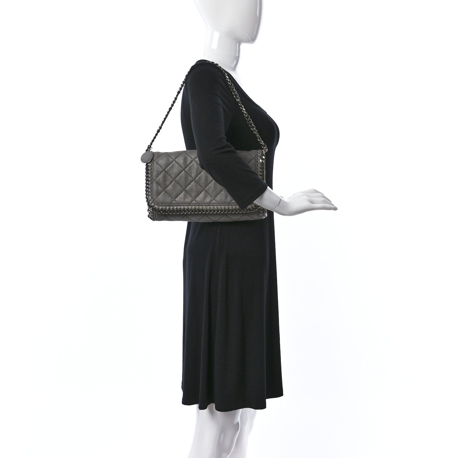 Stella McCartney Shaggy Deer Quilted Falabella Clutch Grey 2 of 8