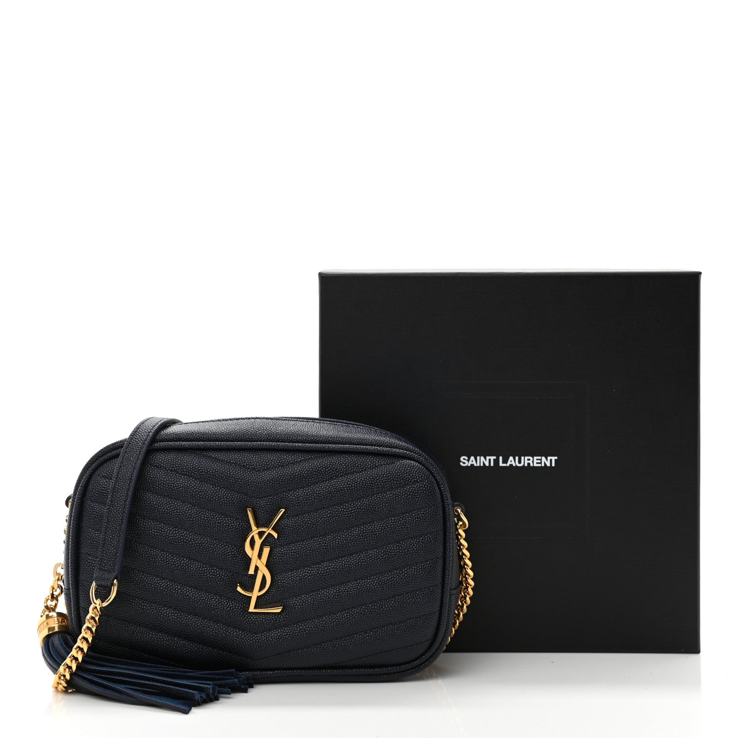 Saint Laurent Grain De Poudre Matelasse Monogram Mini Lou Camera Bag Navy 11 of 11