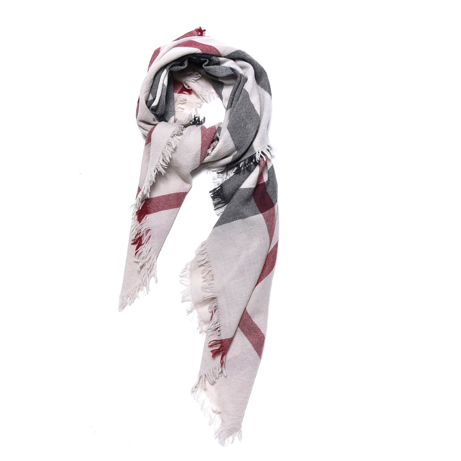 Burberry Merino Wool Check Square Scarf Stone 1 of 4