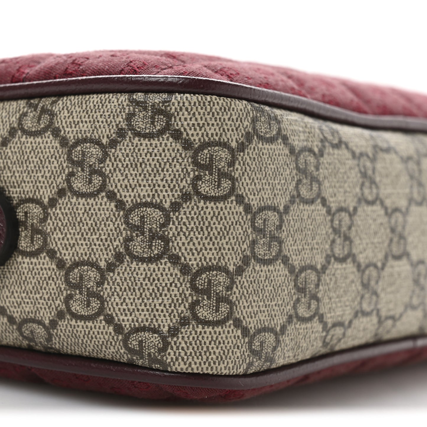 Monogram GG Mignon Textured Dollar Calfskin GG Supreme Monogram Quilted Small Crossbody Bag  Burgundy Beige Ebony
