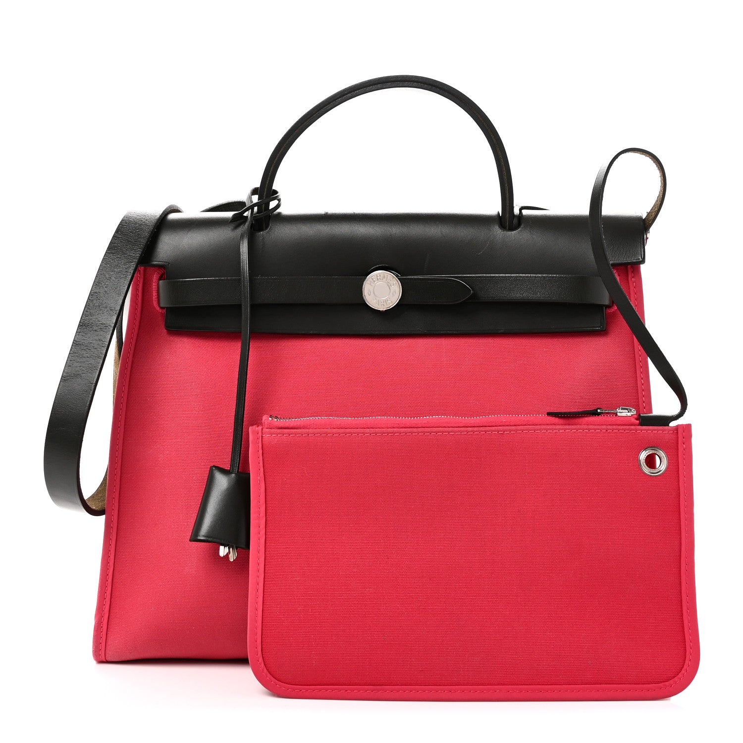 Hermes Vache Hunter Toile Herbag Zip 31 PM Rose Extreme Kaki 3 of 11