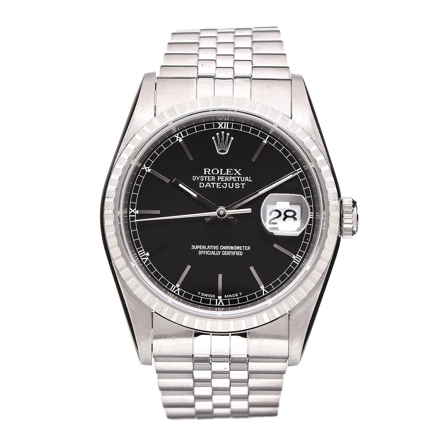 Rolex Stainless Steel 36mm Oyster Perpetual Datejust Watch Black 16220 1 of 7