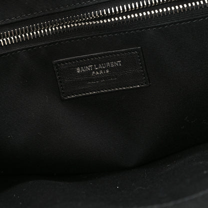 Saint Laurent Raffia Linen Calfskin Rive Gauche Tote Black 6 of 10