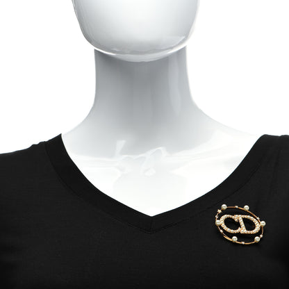 Christian Dior Crystal Pearl Clair D Lune Brooch Gold 2 of 4