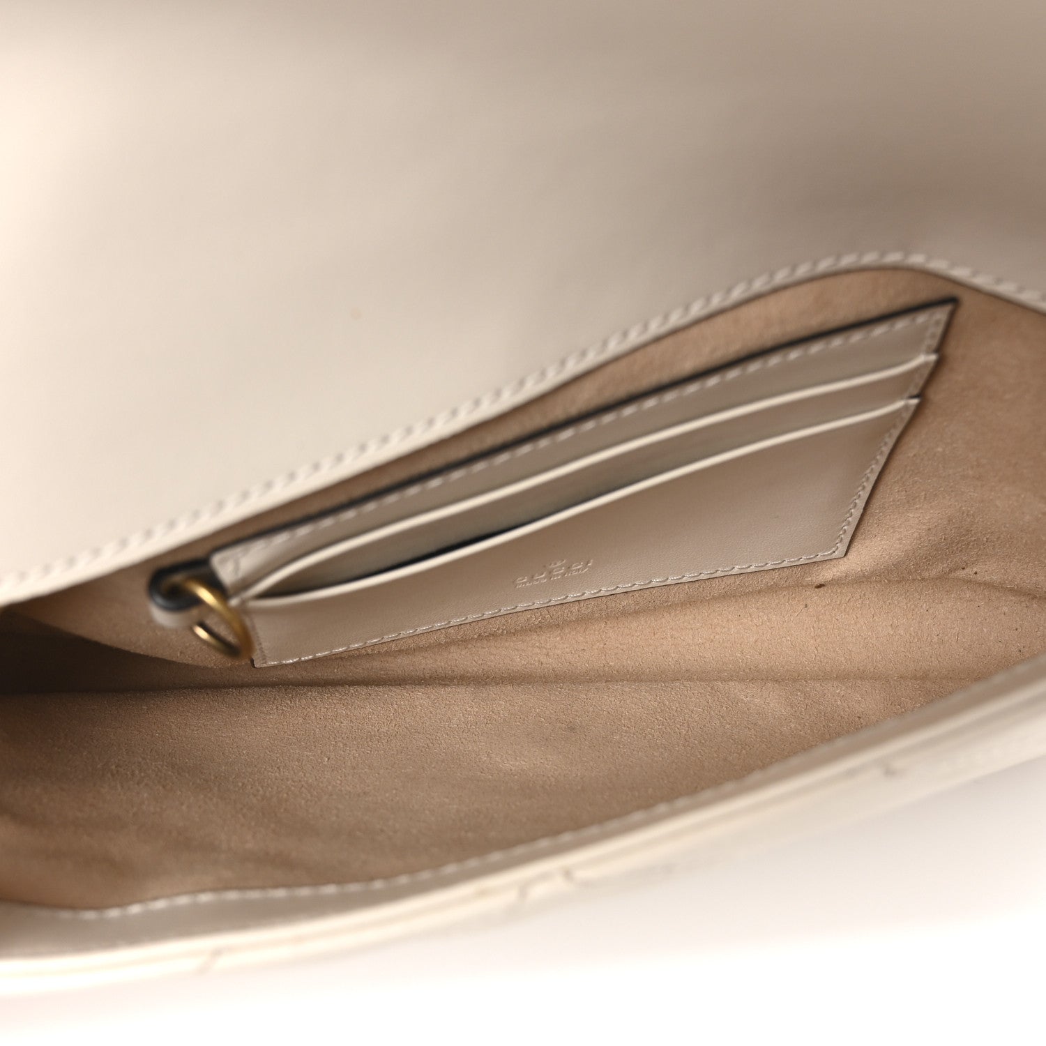 Gucci Calfskin Matelasse Mini GG Marmont Shoulder Bag With Card Holder White Black 6 of 11