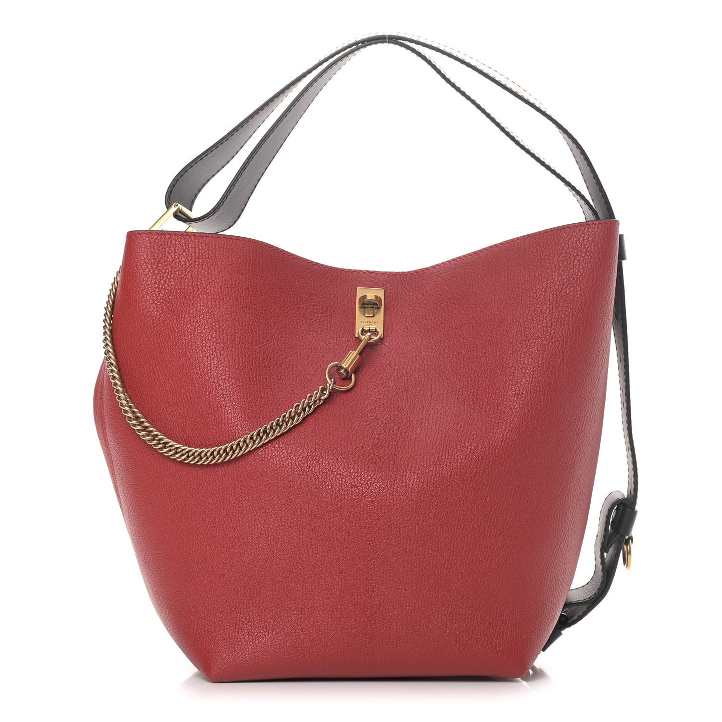 Grained Calfskin Medium GV Bucket Bag Red