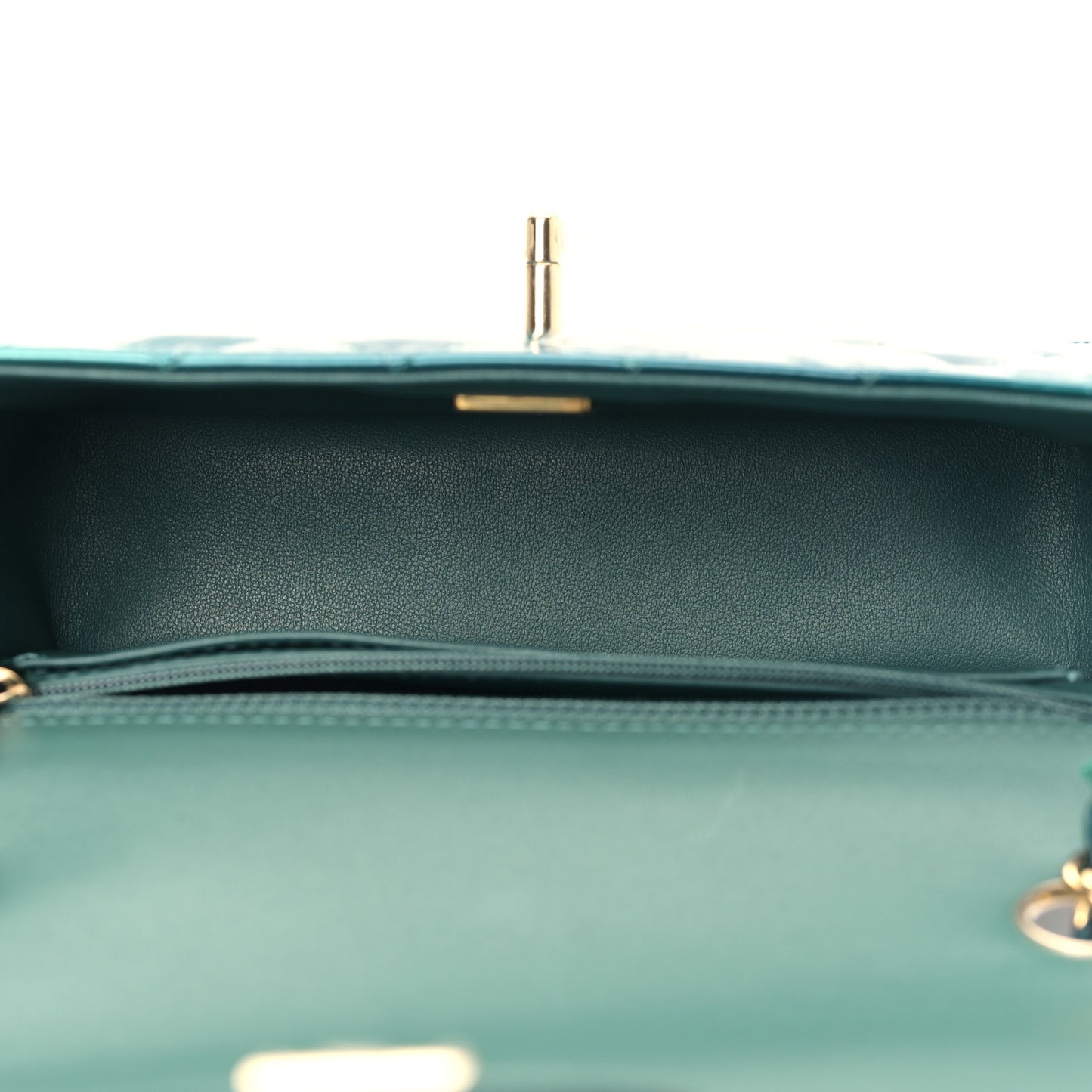 Shaded Patent Calfskin Quilted Mini Rectangular Flap Green Blue