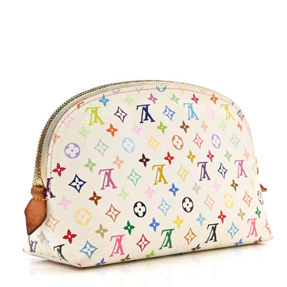Louis Vuitton Monogram Multicolor Cosmetic Pouch White Litchi 3 of 10