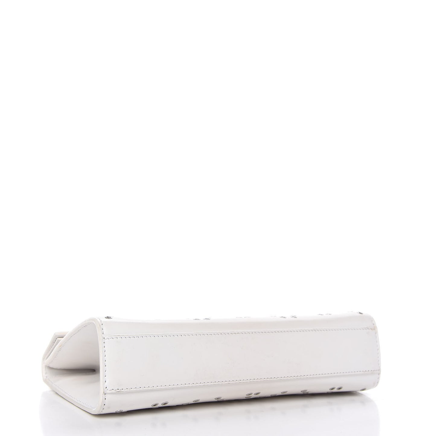 Calfskin Grommet Studded Clutch White