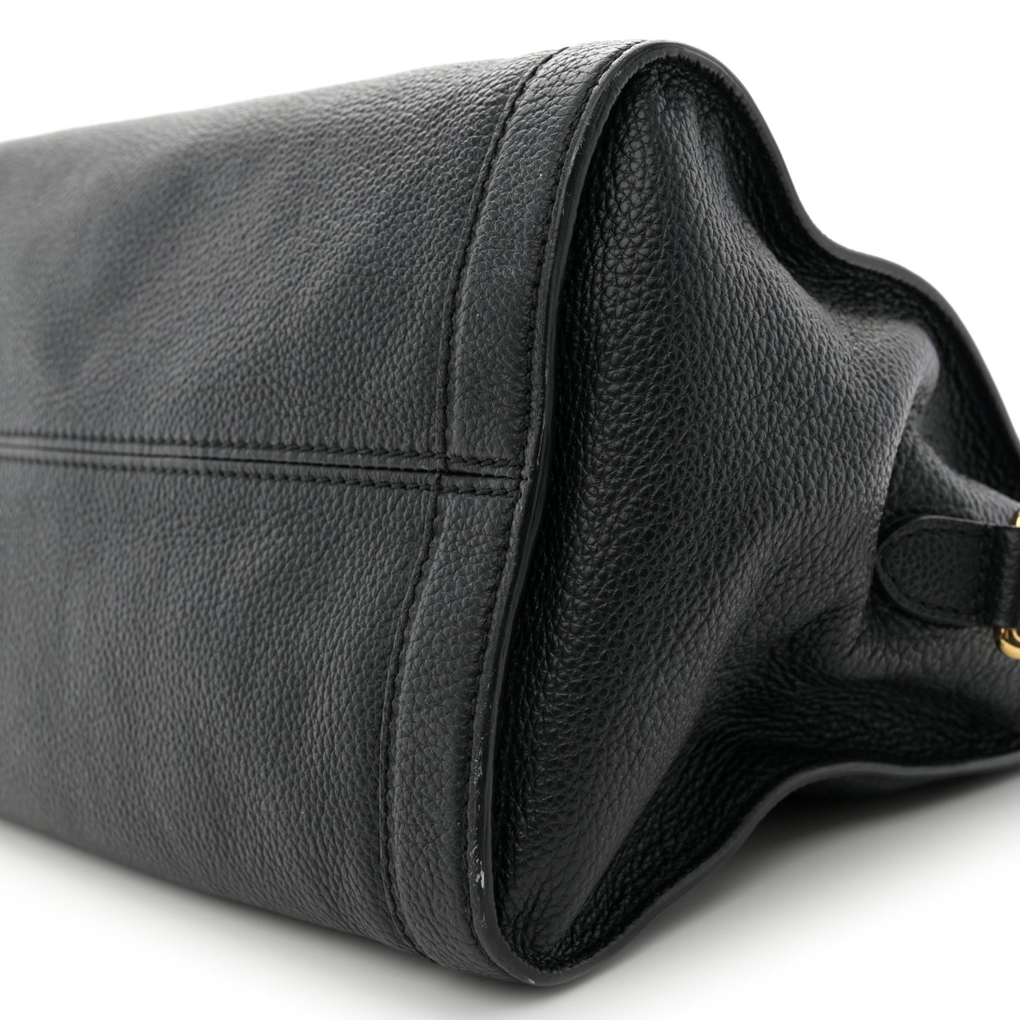 Pebbled Calfskin Small Skull Padlock Zip Around Tote Black