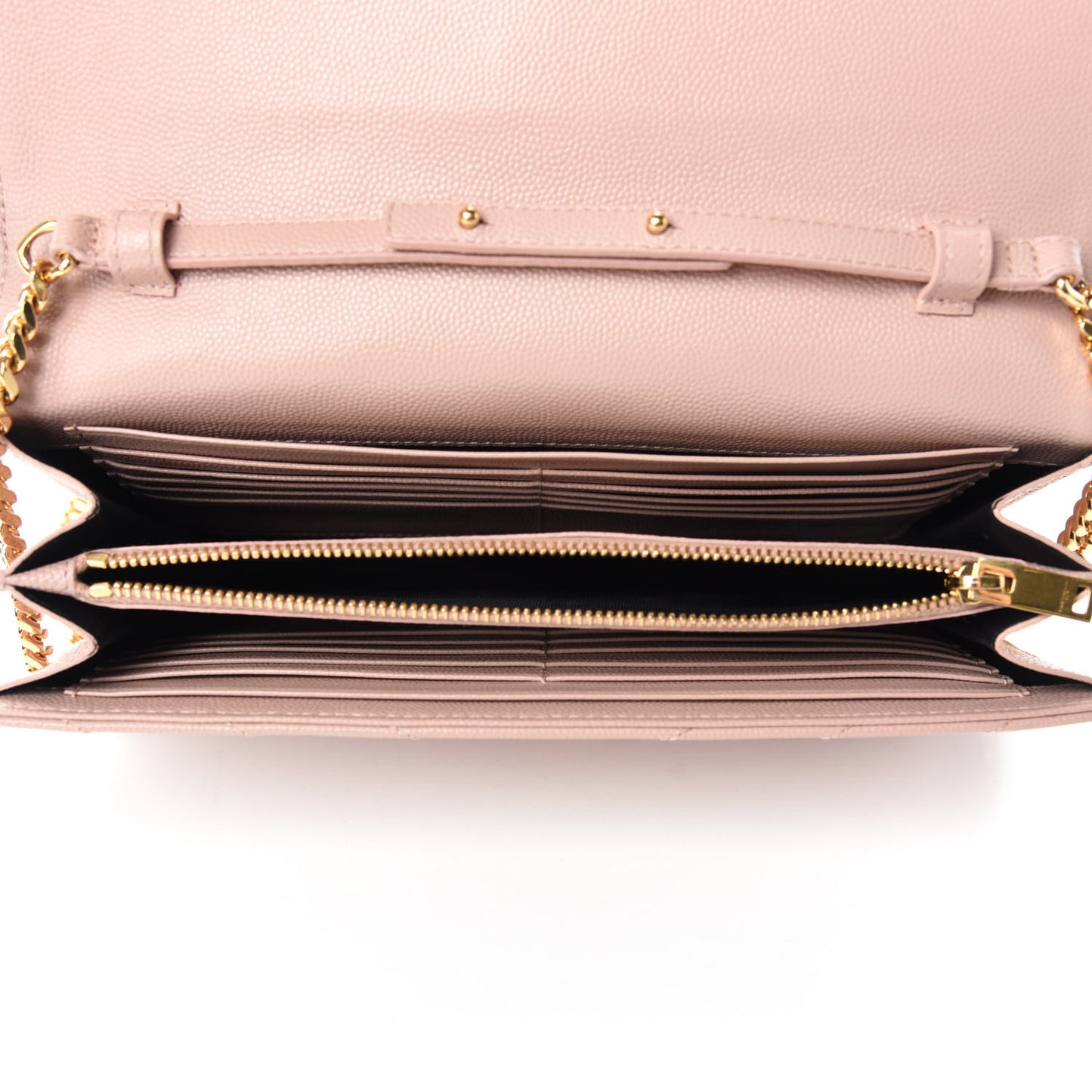 Grain De Poudre Matelasse Chevron Monogram Chain Wallet Pale Blush