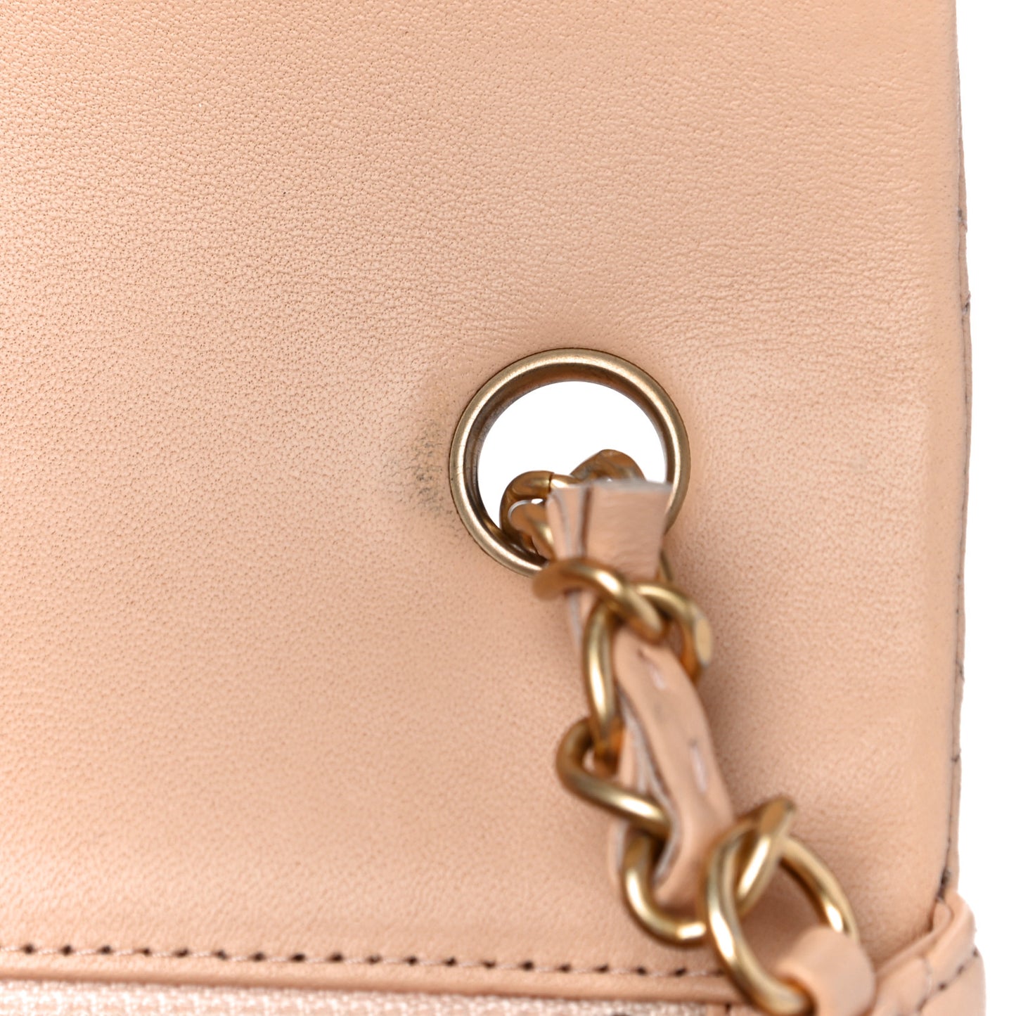 Lambskin Quilted Mini Rectangular Flap Beige