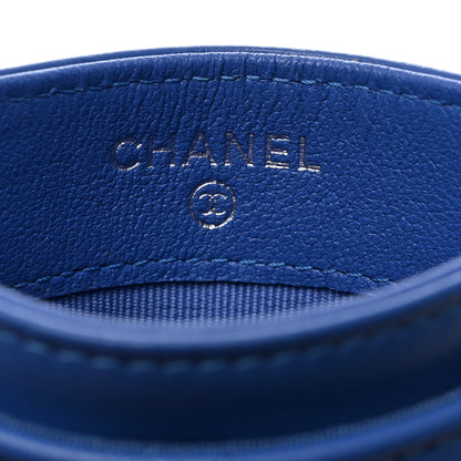 Chanel Lambskin Crystal Quilted Studded CC Card Holder Blue 6 of 9
