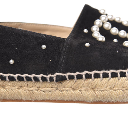 Chanel Suede Pearl CC Espadrilles 40 Black 9 of 11