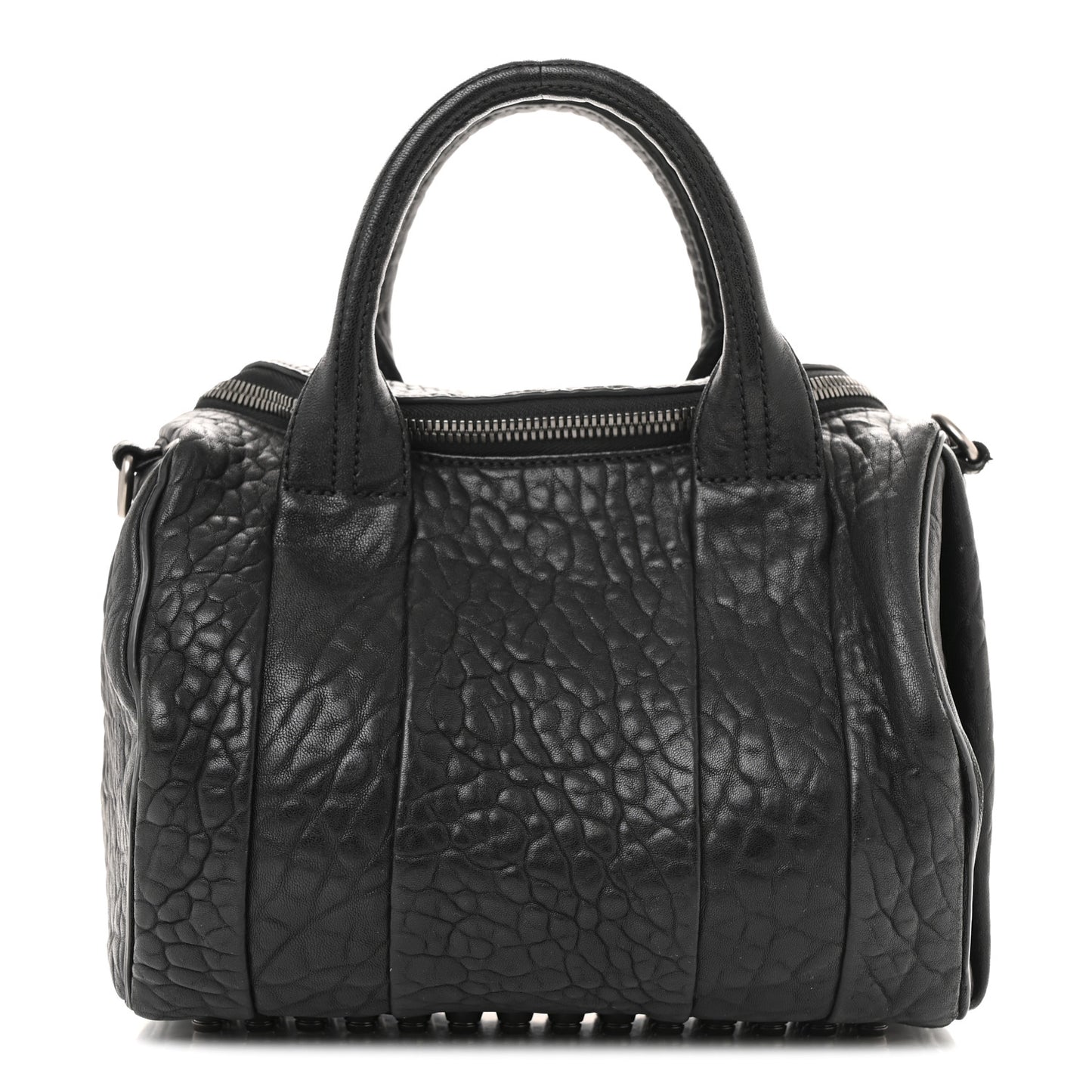 Pebbled Lambskin Rocco Black Silver Hardware