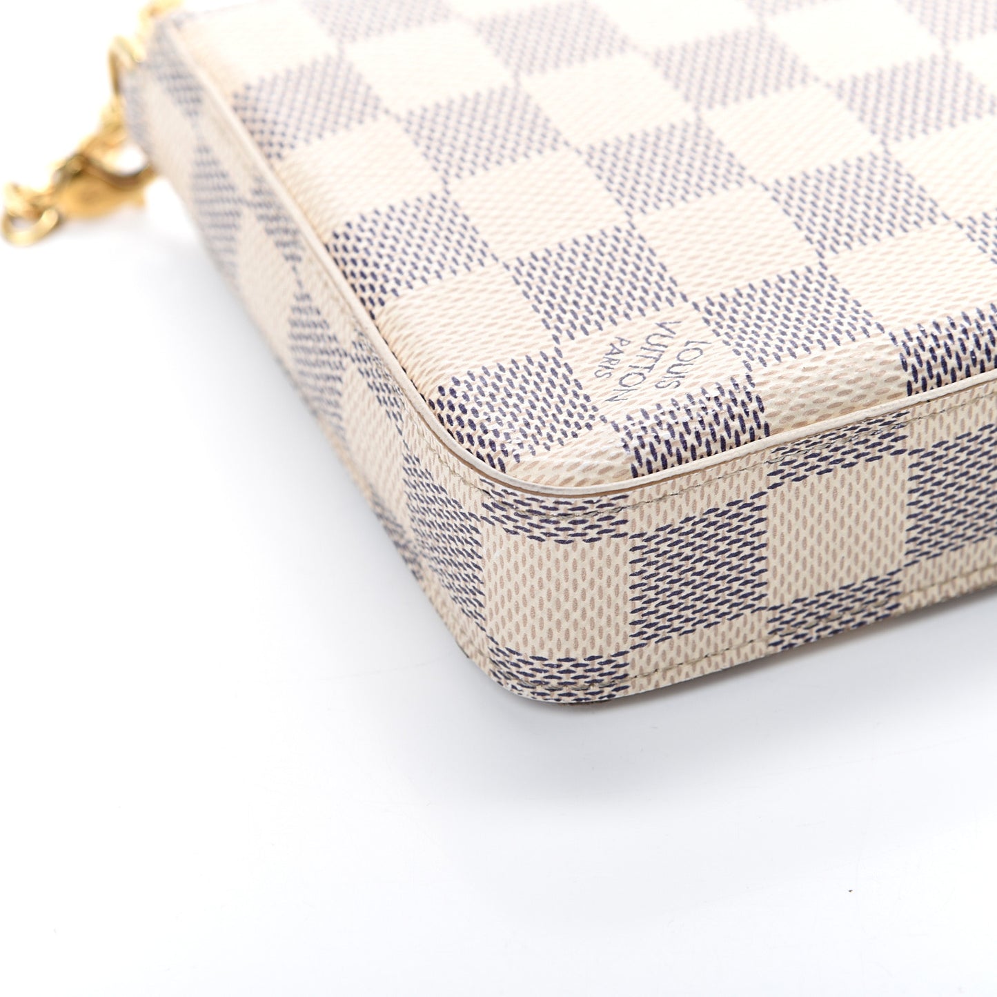Damier Azur Pochette Felicie Chain Wallet Rose Ballerine