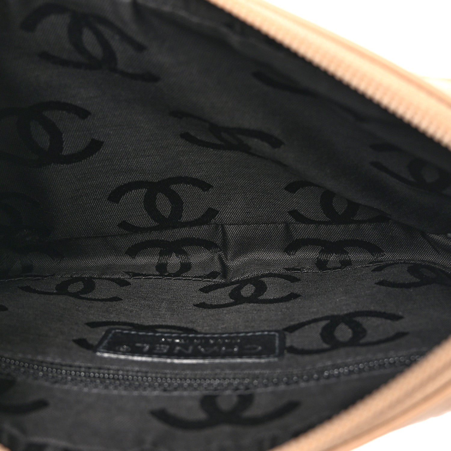 Chanel Calfskin Quilted Cambon Pochette Beige Black 5 of 10
