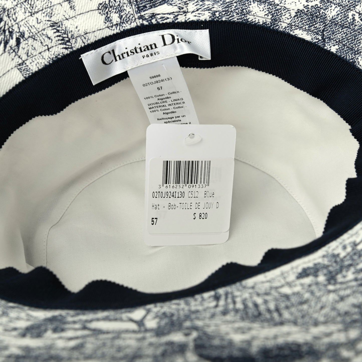 Cotton Toile De Jouy Bucket Hat 57 Blue