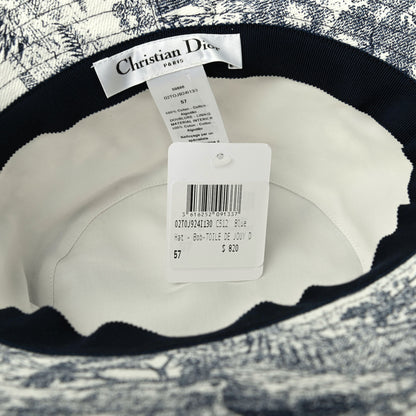 Christian Dior Cotton Toile De Jouy Bucket Hat 57 Blue 8 of 9
