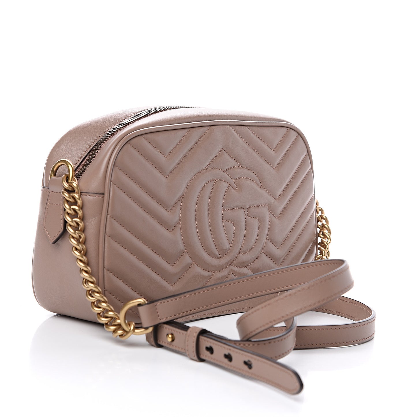 Calfskin Matelasse Small GG Marmont Chain Shoulder Bag Porcelain Rose