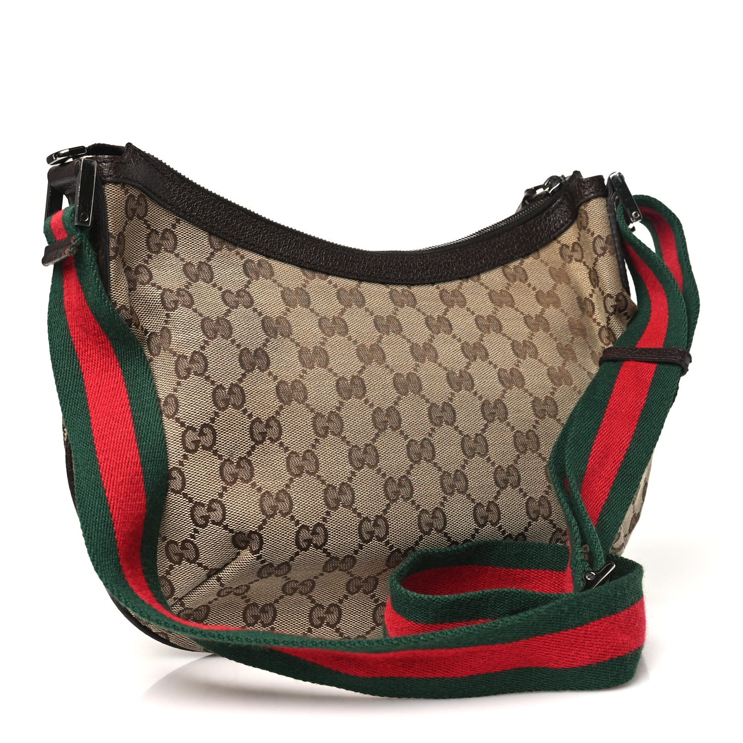 Monogram Web Medium Half Moon Hobo Dark Brown