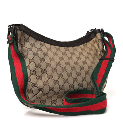 Gucci Monogram Web Medium Half Moon Hobo Dark Brown 3 of 11