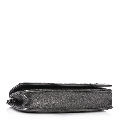 Chanel Metallic Calfskin Chevron Quilted Wallet On Chain WOC Dark Silver 4 of 11