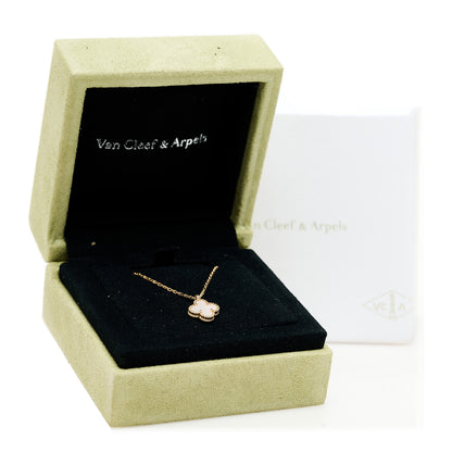 Van Cleef & Arpels 18K Yellow Gold Mother of Pearl Sweet Alhambra Pendant Necklace 6 of 6