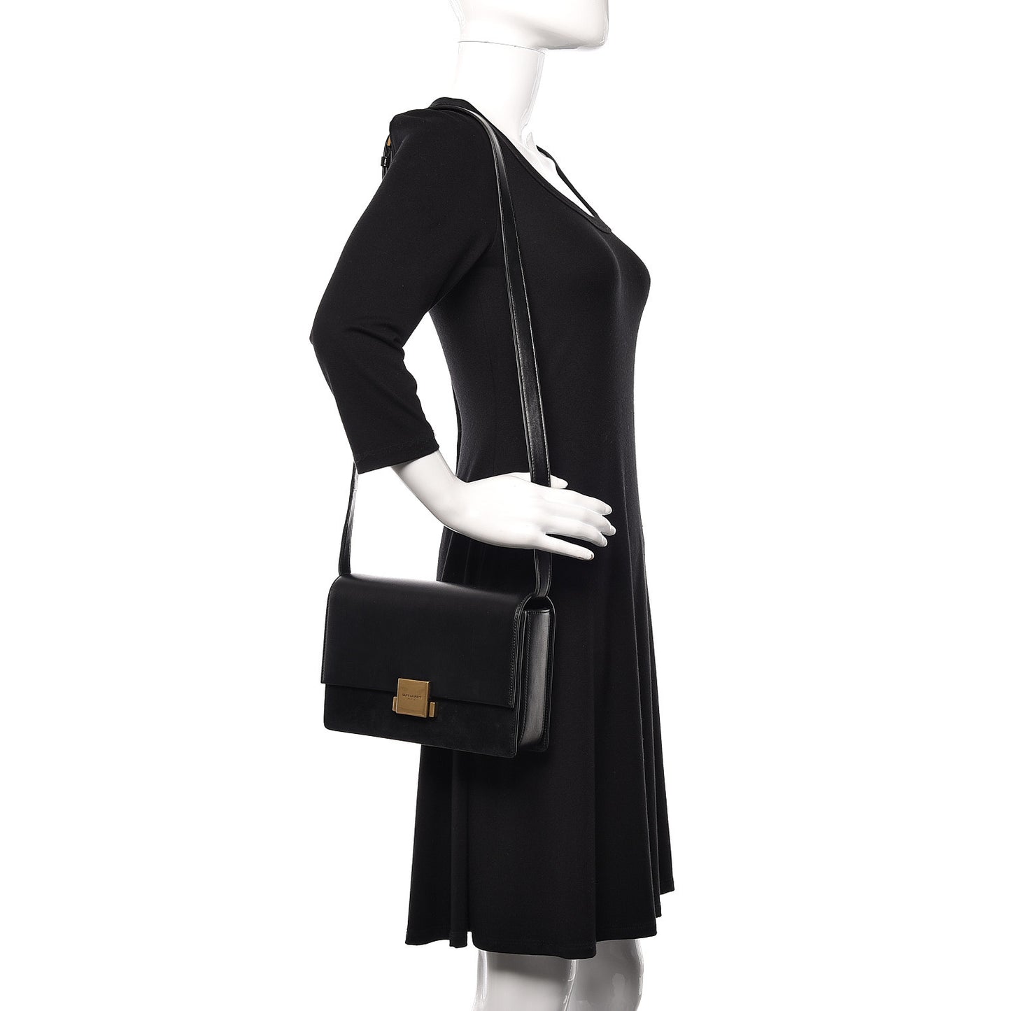 Smooth Calfskin Suede Medium Bellechasse Black