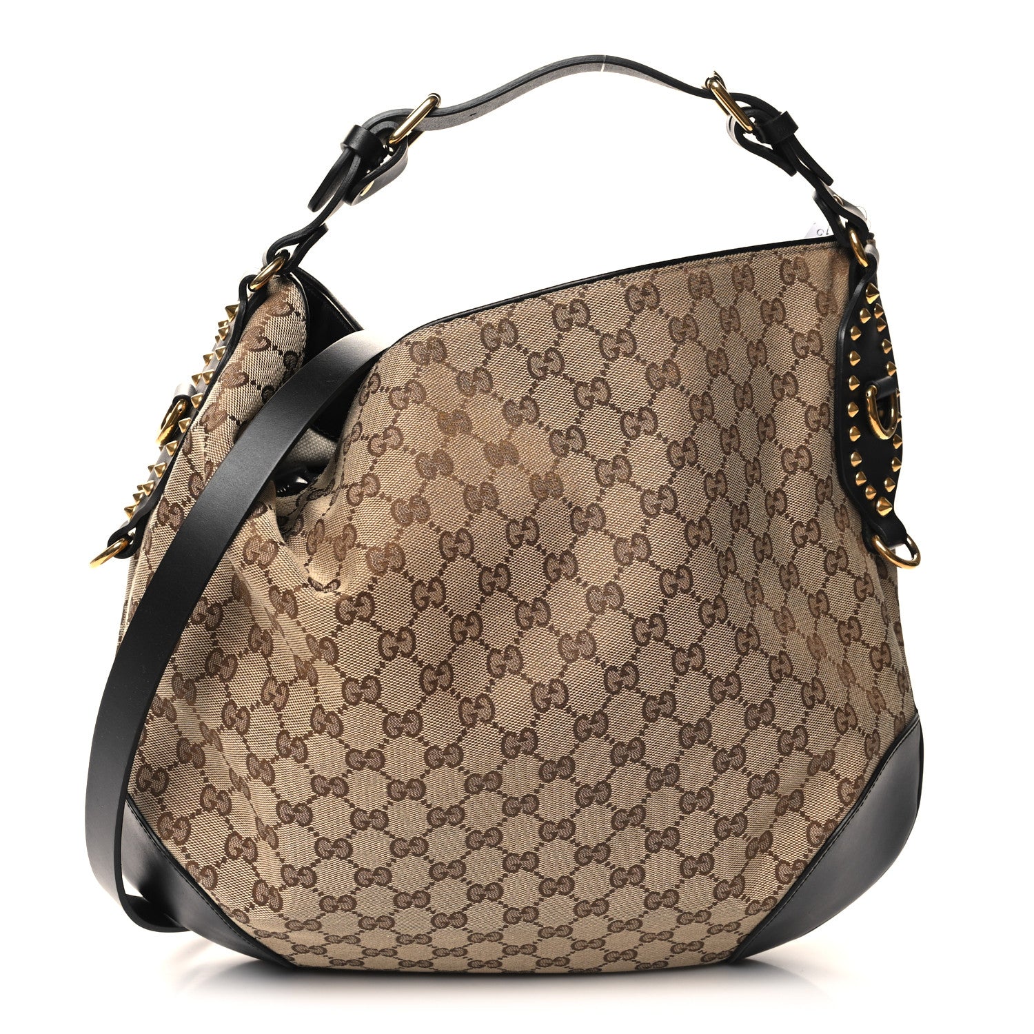 Gucci Monogram Medium Patti Stud Hobo Black 1 of 10