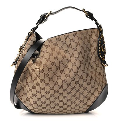 Gucci Monogram Medium Patti Stud Hobo Black 1 of 10