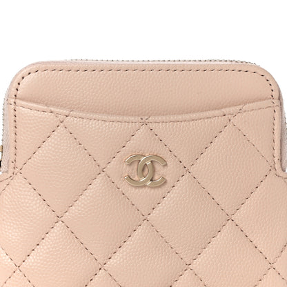 Chanel Caviar Quilted Zip Card Holder Wallet Light Beige 8 of 11