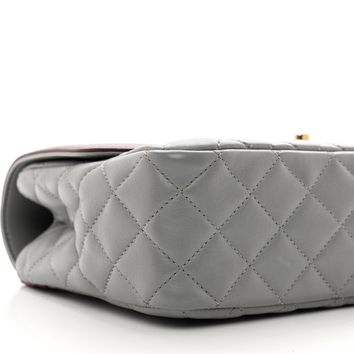 Chanel Lambskin Quilted Medium Two Tone Day Flap Grey Burgundy Grey Burgundy 8 of 11