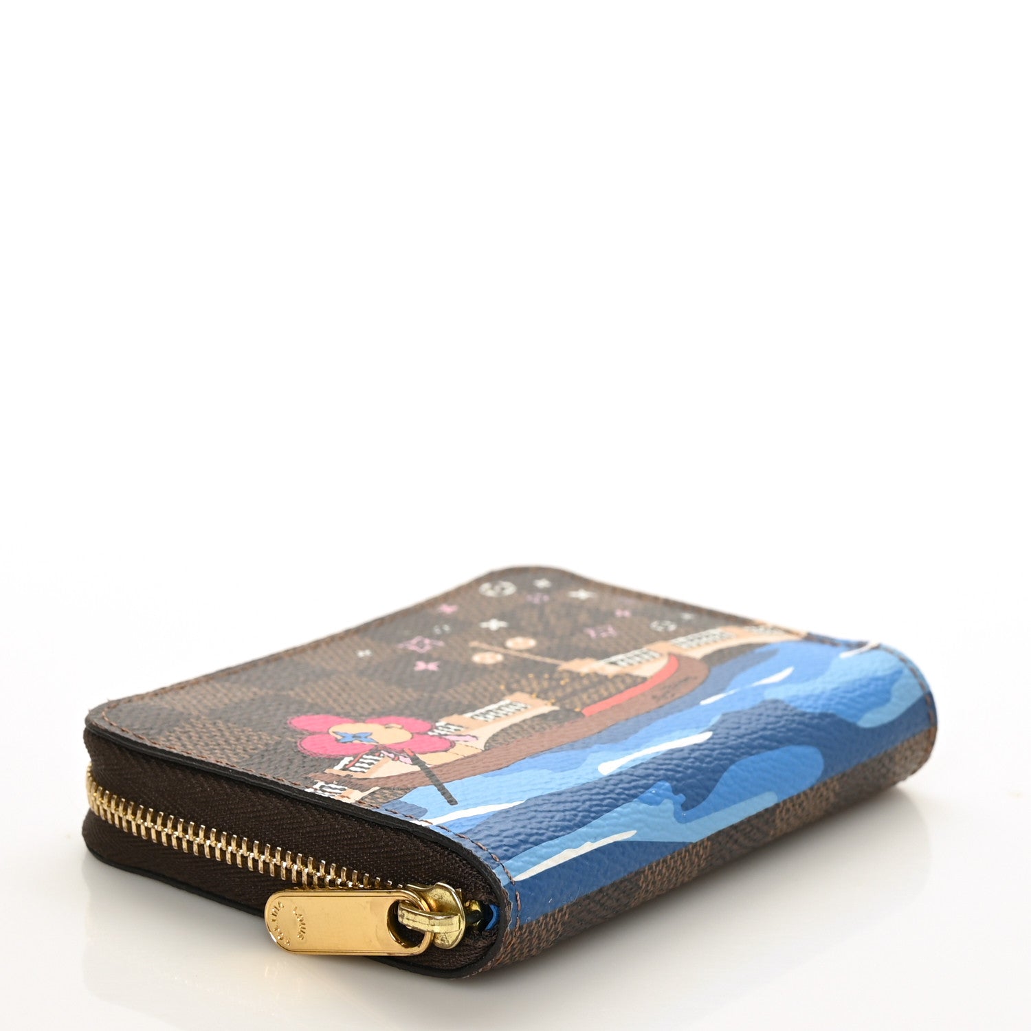 Louis Vuitton Damier Ebene 2019 Christmas Animation Zippy Coin Purse Blue 4 of 6