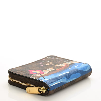 Louis Vuitton Damier Ebene 2019 Christmas Animation Zippy Coin Purse Blue 4 of 6