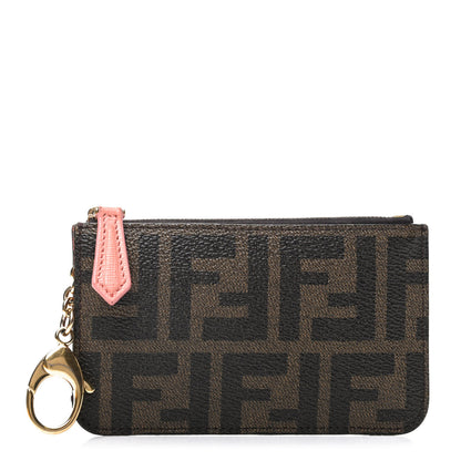 Fendi Zucca Spalmati Vitello Elite Coin Pouch Key Case Tobacco Pesca 1 of 8