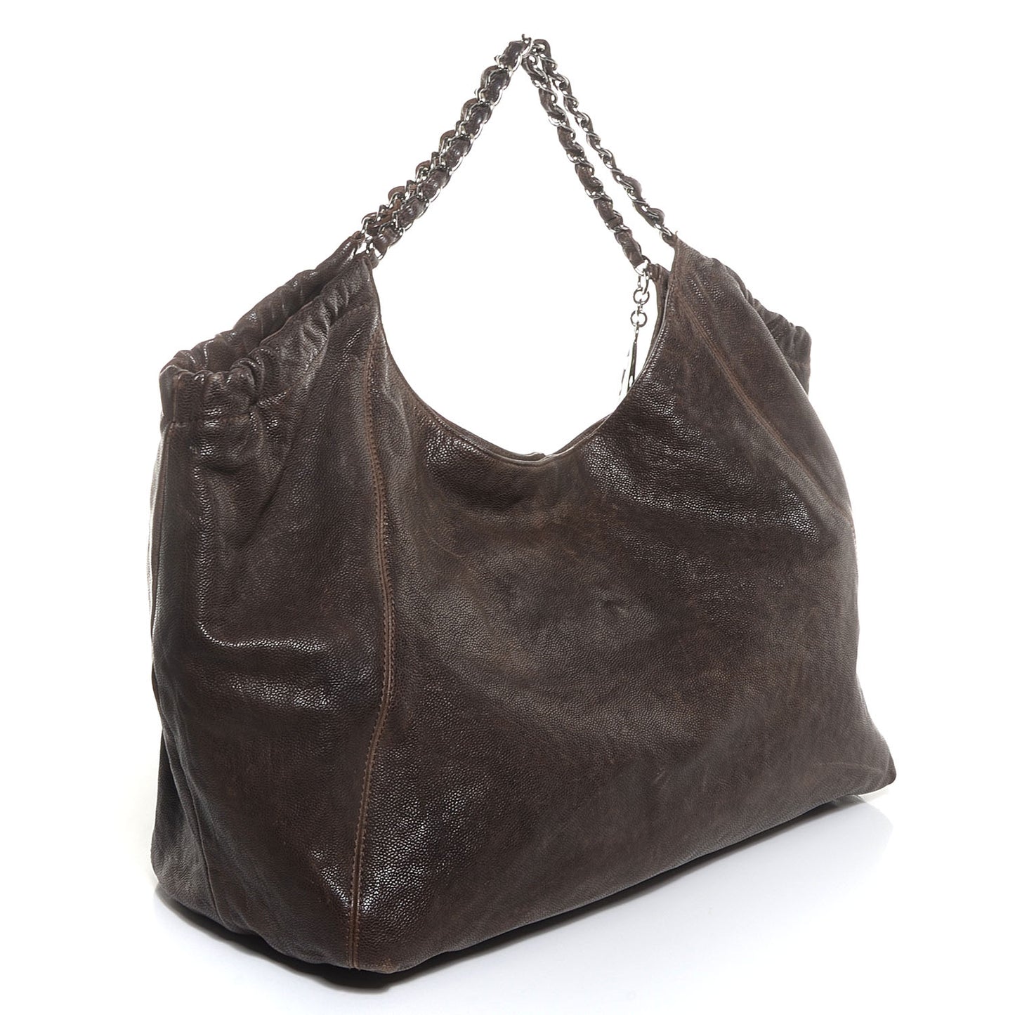 Distressed Caviar XL Coco Cabas Brown