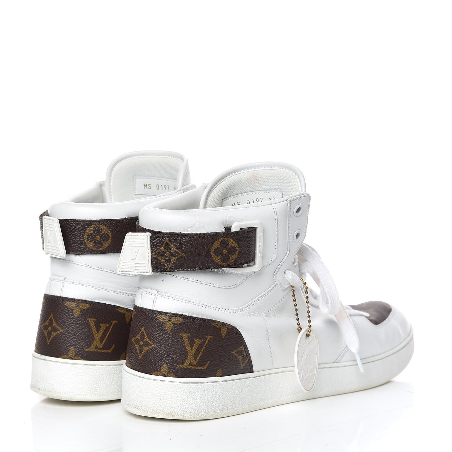 Calfskin Monogram Rivoli High Top Sneakers 10 White