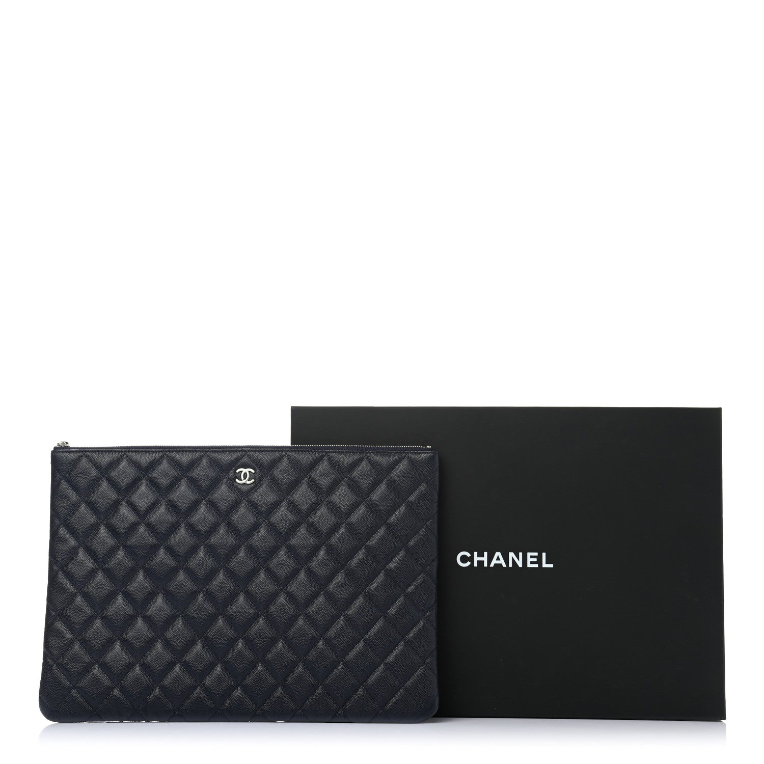 Chanel Caviar Quilted Large Cosmetic Case Navy 8 of 8