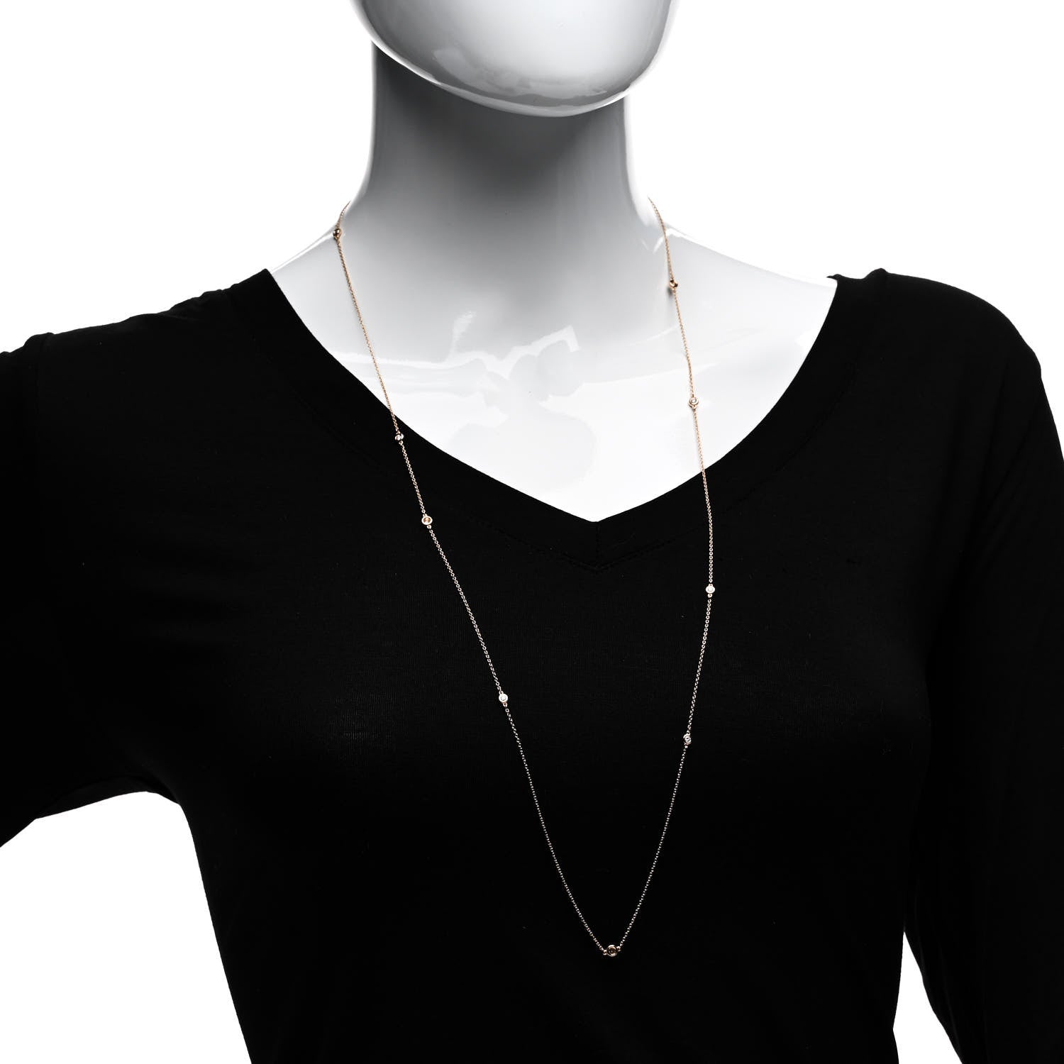 Tiffany 18K Rose Gold Diamond .31ctw Elsa Peretti Diamonds by the Yard Sprinkle Necklace 2 of 5