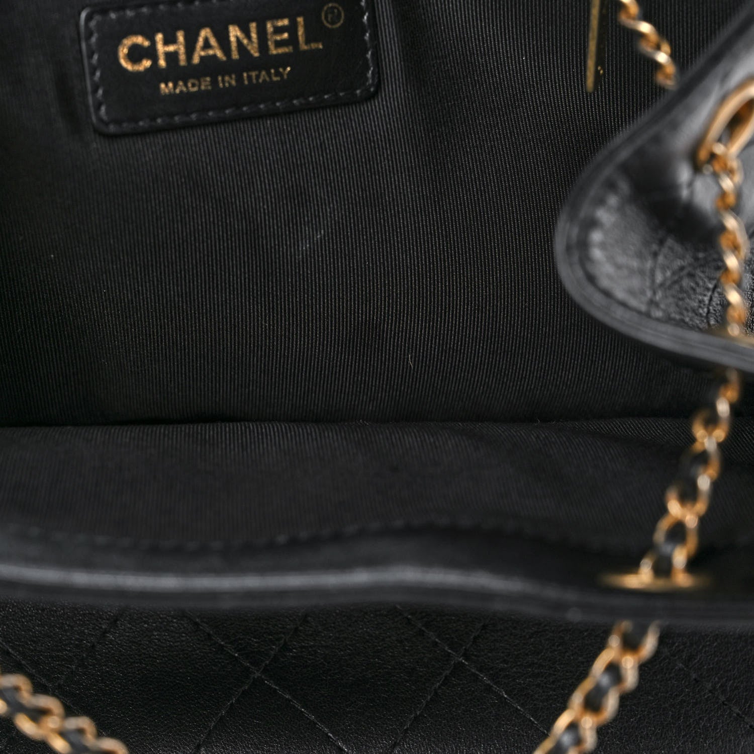 Chanel Calfskin Stitched Egyptian Amulet Drawstring Bag Black 11 of 11