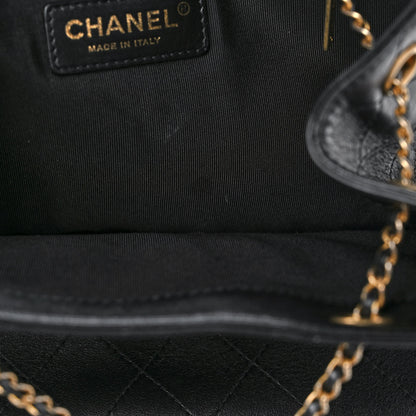 Chanel Calfskin Stitched Egyptian Amulet Drawstring Bag Black 11 of 11