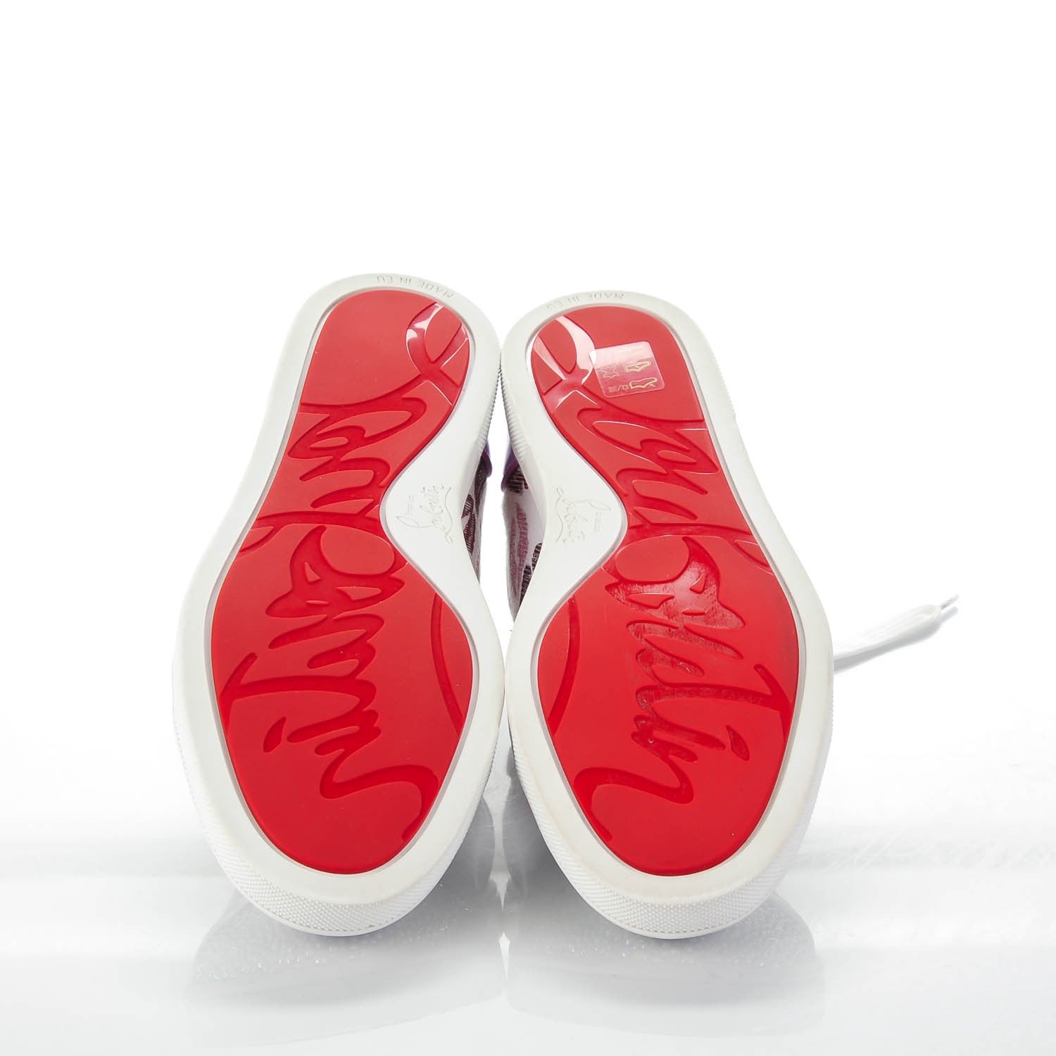 Christian Louboutin Metallic Fabric Lurex Embellished Lips Print Gondolastrass Sneakers 37 Version White 5 of 9