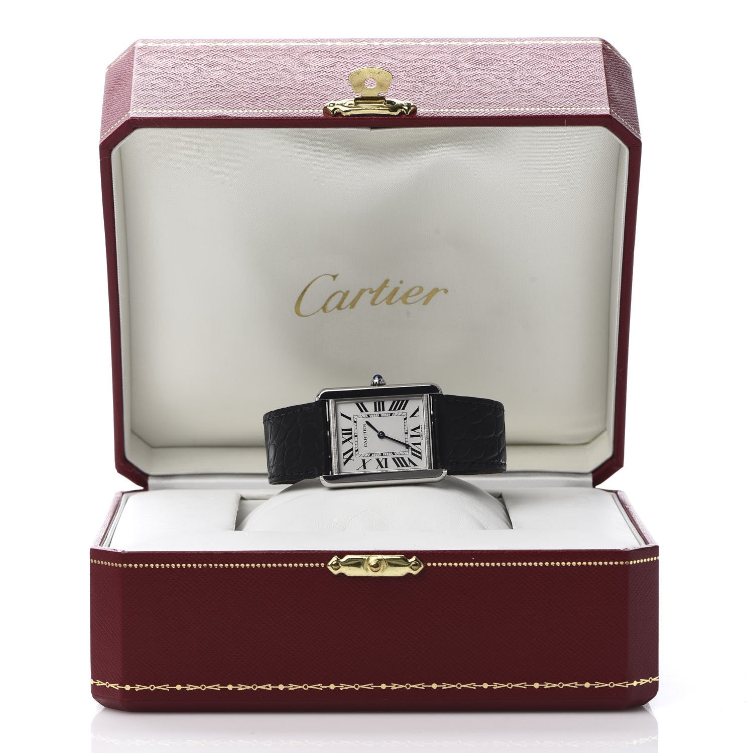 Cartier Stainless Steel Alligator 27mm Tank Solo Quartz Watch 8 of 8