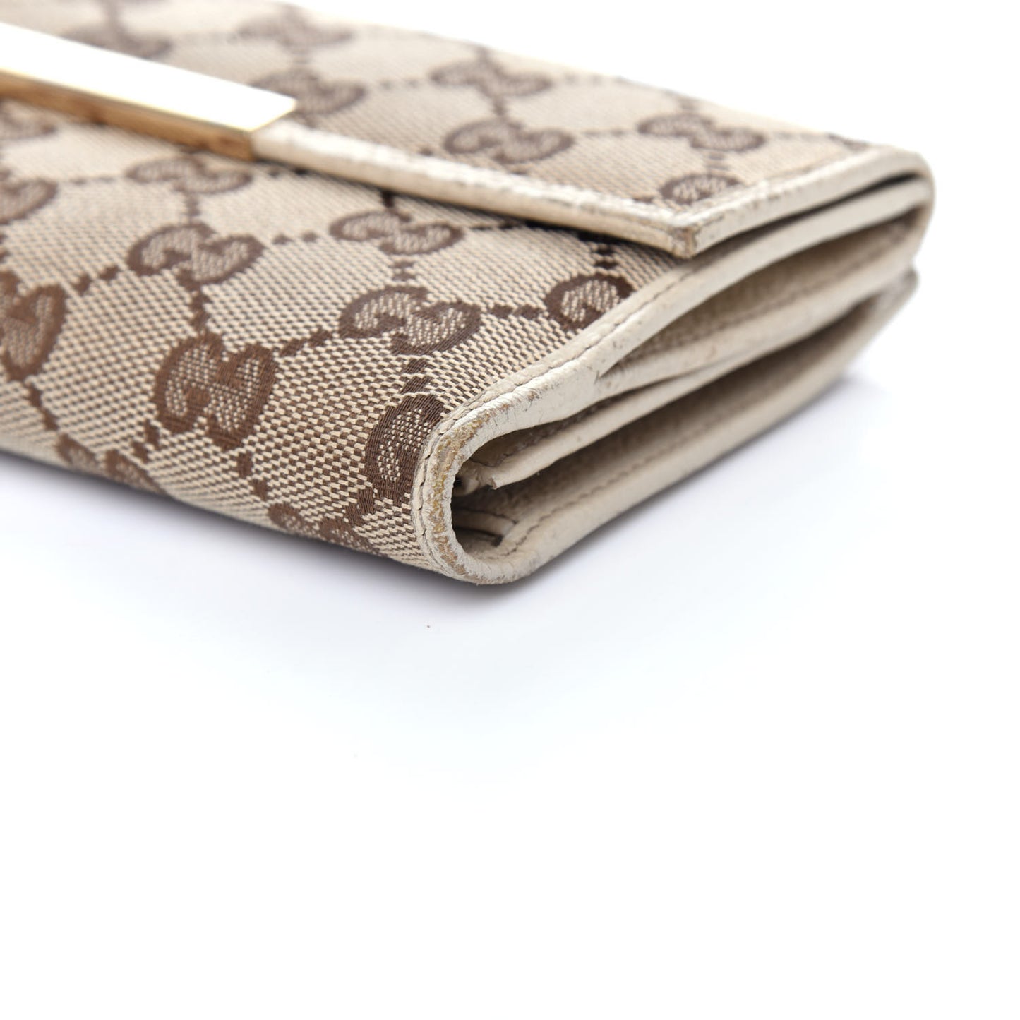 Monogram Metal Bar Continental Flap Wallet Off White