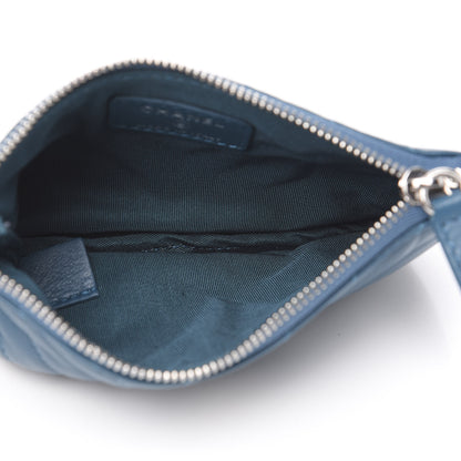 Chanel Lambskin Chevron Quilted Studded Small Cosmetic Case Blue 4 of 7