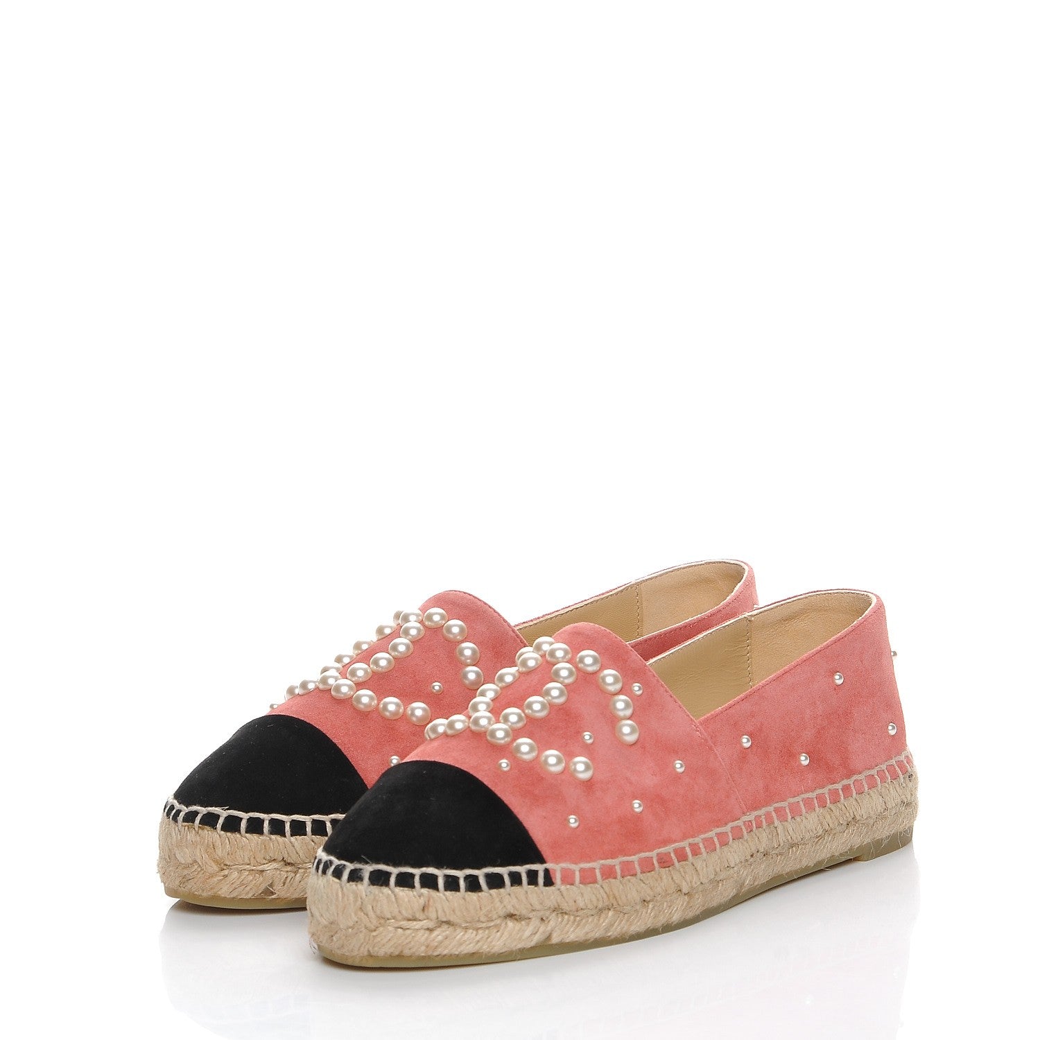 Chanel Suede Pearl CC Espadrilles 37 Pink 3 of 10