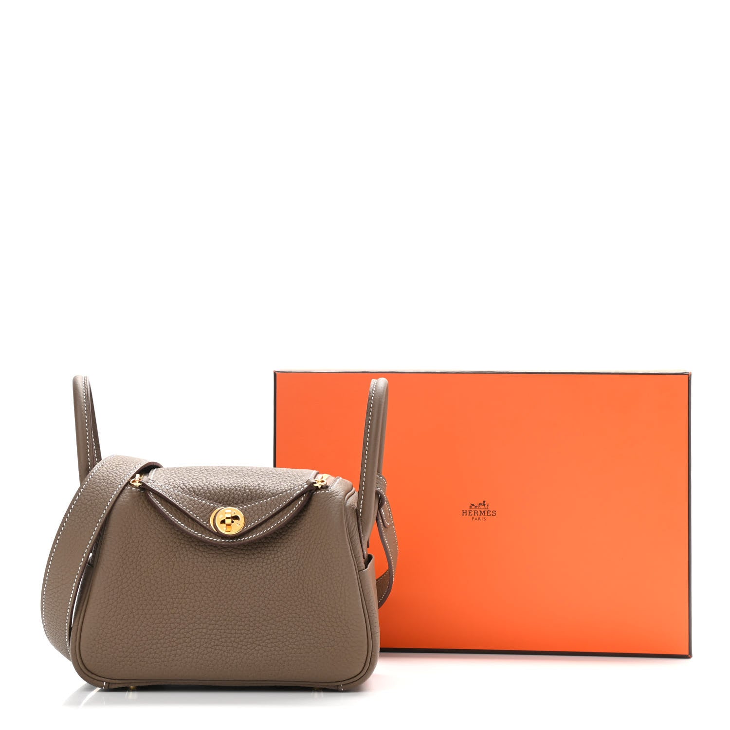 Hermes Taurillon Clemence Mini Lindy 20 Etoupe 11 of 11